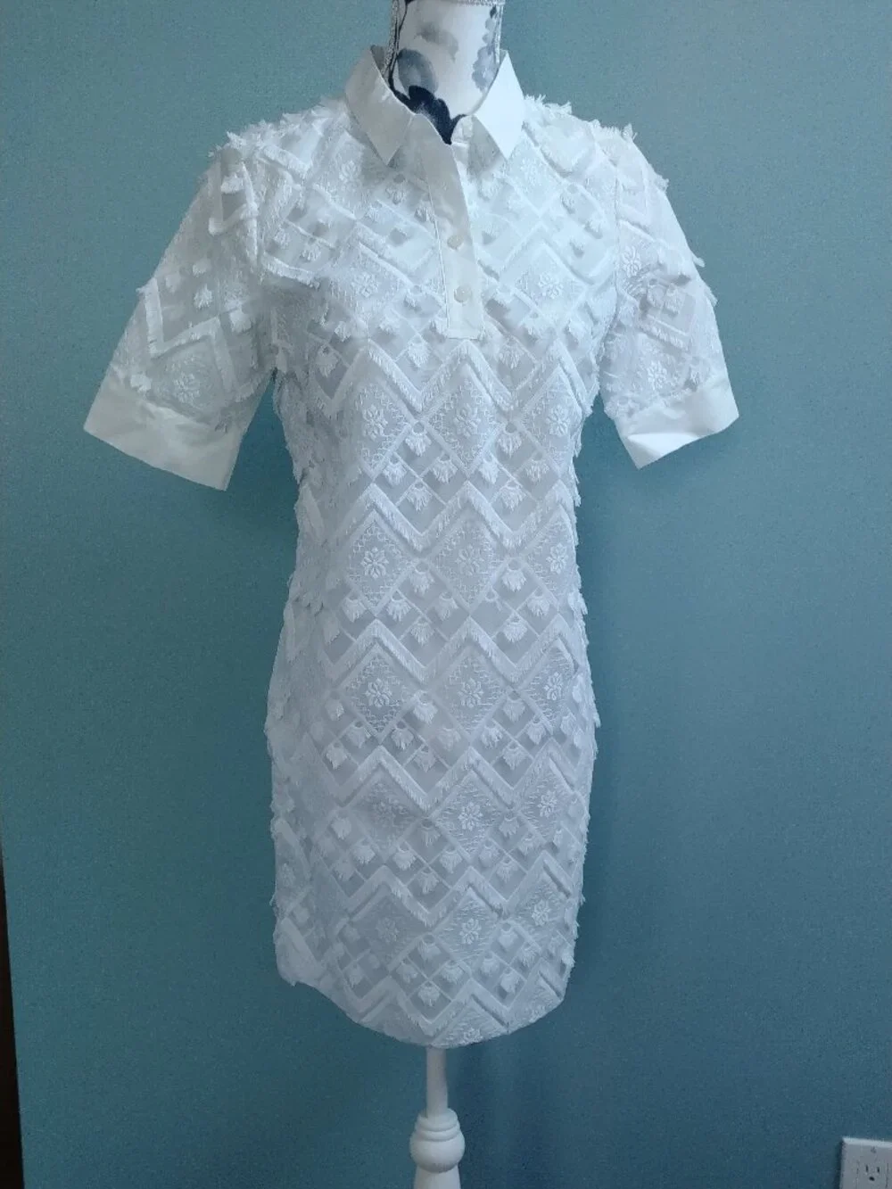 Banana Republic Embroidered Fringe Polo Collar Shift Dress XS P - Picture 1 of 10